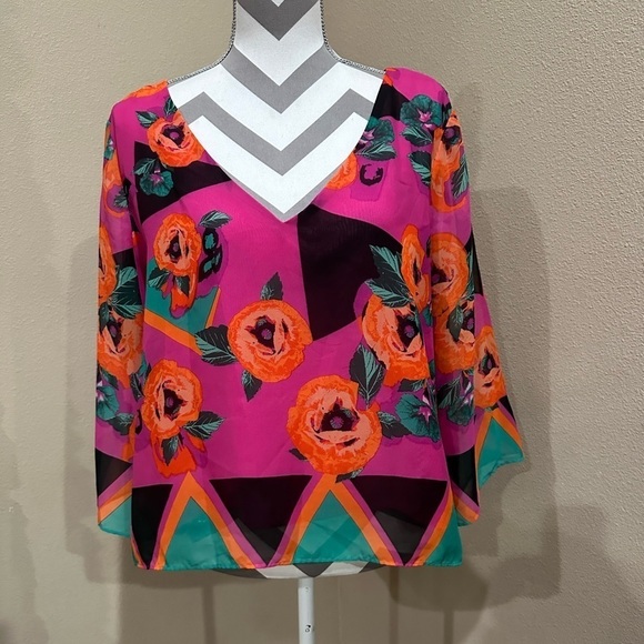 BISOU BISOU Bright Color Printed Blouse - Picture 1 of 5